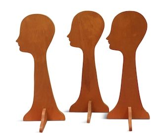 Vintage Handmade Wood Hat Stands - Set of 3