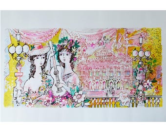 Limited Edition "The Lute" Lithograph by Charles Cobelle