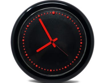 1980s Postmodern Black and Red Rexite Zero 980 Wall Clock