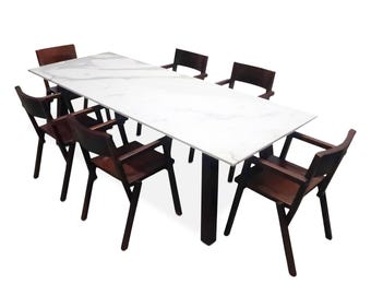 Mahogany and Calacatta Marble Muku Dining Set by Naoto Fukasawa for Driade (2005)