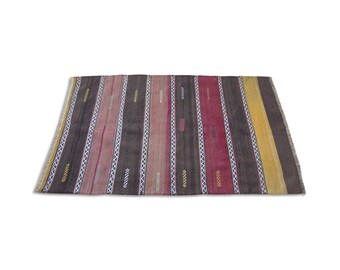 Vintage 1970s Handwoven Anatolian Turkish Kilim Rug