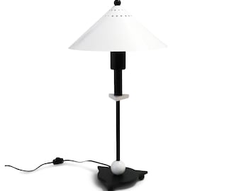1980s Postmodern Black and White Table Lamp