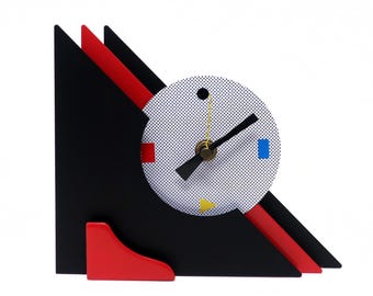 1980s Red & Black Stacked Desk or Mantel Clock