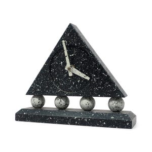 1980s Triangular Black Splatter Paint Desk Clock