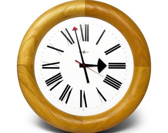 Vintage Stationmaster 611 Oak Wall Clock by Arthur Umanoff for Howard Miller