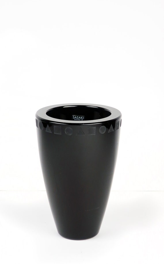 Ward Bennett For Sasaki Post Modern Black Crystal Vase Etsy