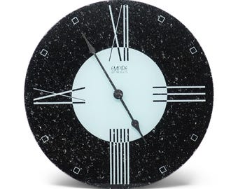 1980s Postmodern Reverse Painted Glass Wall Clock by Empire Art