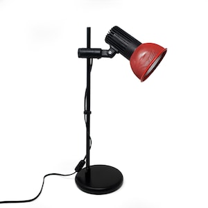 Vintage Red and Black Desk Lamp with Metal Shade
