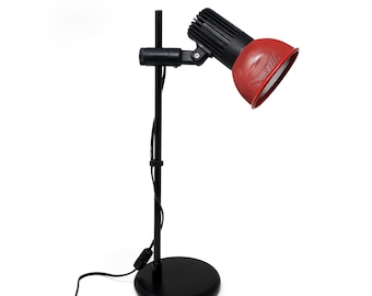 Vintage Red and Black Desk Lamp with Metal Shade