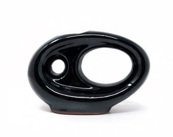 Vintage Asymmetrical Black Pottery Vase