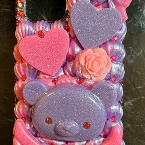 Kawaii Bear iPhone 12/12 Pro Case: Purple & Pink Sparkle