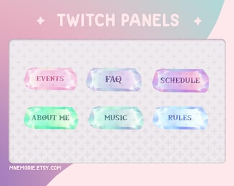 Bunte Pastell Regenbogen Edelstein Panels für Twitch Stream | Englisch & Español