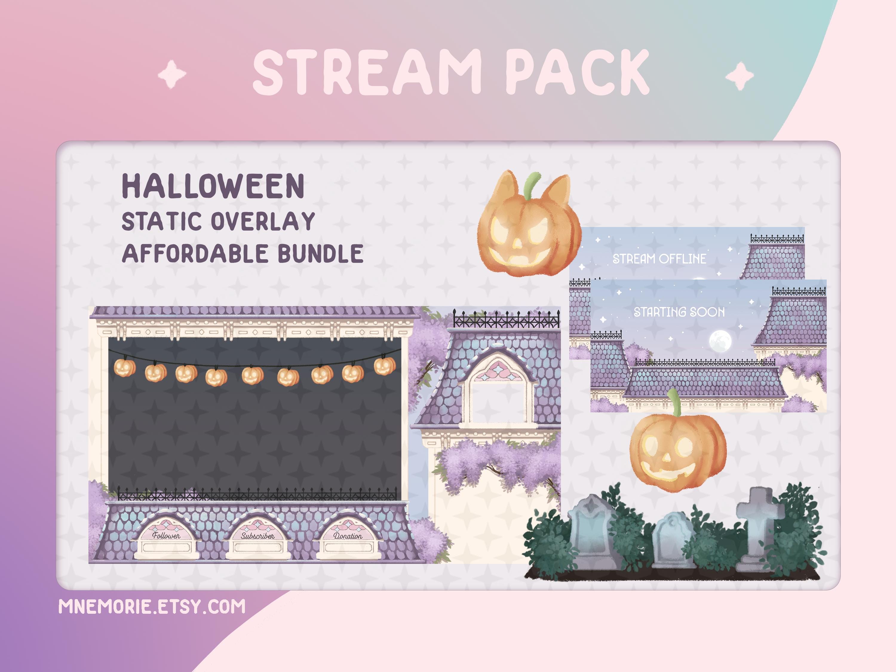 Halloween Twitch Stream Overlay Paket | Pastell Victorian Spooky Theme (Digitaler Download)