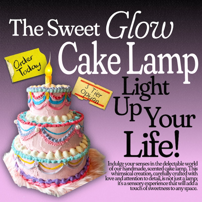 Customizable Fake Cake Lamp // Sweet Glow Cake Lamp // Fake Food Art // Kitschy Interior Design // Kitsch Art // Unique Lamps // Fake Cake 3 Tiers