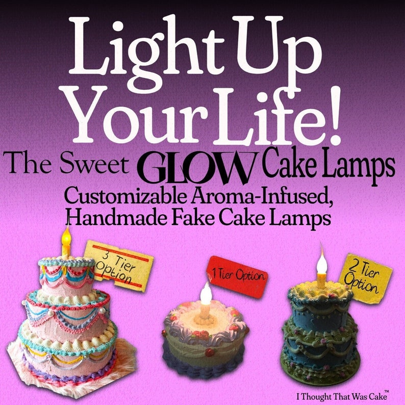 Customizable Fake Cake Lamp // Sweet Glow Cake Lamp // Fake Food Art // Kitschy Interior Design // Kitsch Art // Unique Lamps // Fake Cake image 2