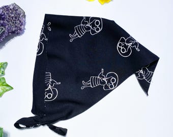 Fairycore Bandana Headband - Easy tie adjustable headscarf - Men Women Locs Hair Tie - Pre Made - Ready to Ship - Black