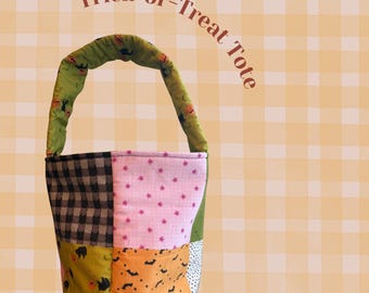 Patchwork Halloween Trick-or-Treat Tote | Reusable Halloween Candy Bag | Handmade Halloween Bucket | Heirloom Trick-or-Treat Bag