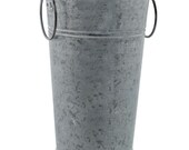 Galvanized French Market Metal Vase with Whitewash