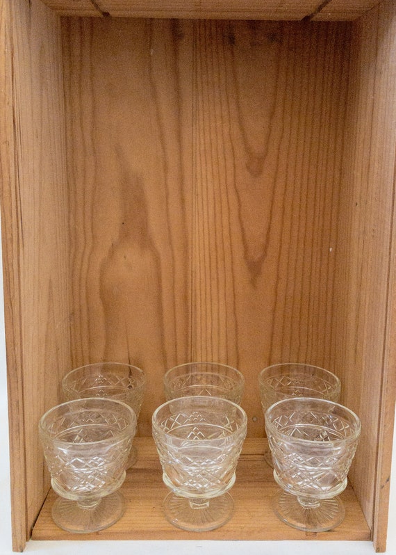 Kitchen & Dining Dining & Serving Set of 6 Vintage Glass Deco Ice Cream