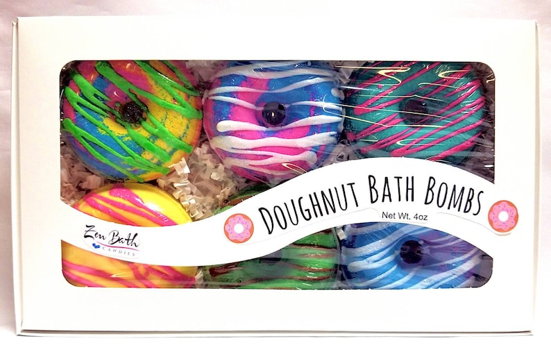 Doughnut Bath Bomb Gift Set Donut Bath Bombs Bath Bombs Bath Fizz Vegan Handmade Gift Sets image 1