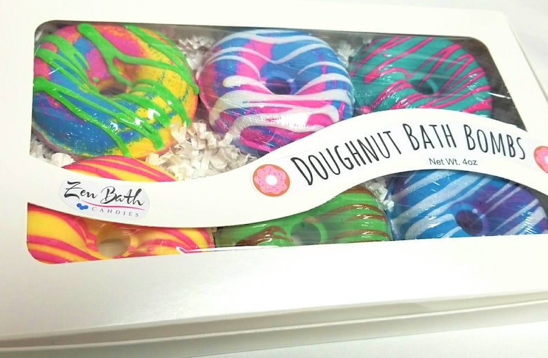 Doughnut Bath Bomb Gift Set Donut Bath Bombs Bath Bombs Bath Fizz Vegan Handmade Gift Sets image 2