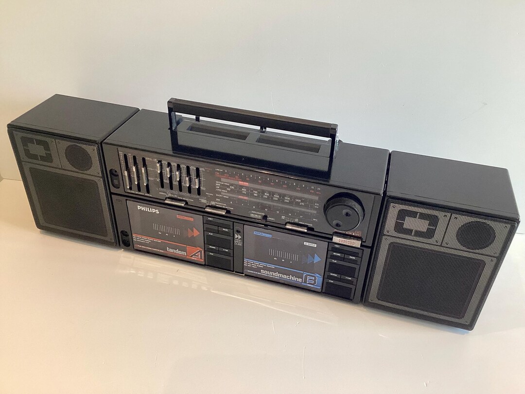 VINTAGE PHILIPS D8434 Ghettoblaster Boombox radio cassette recorder