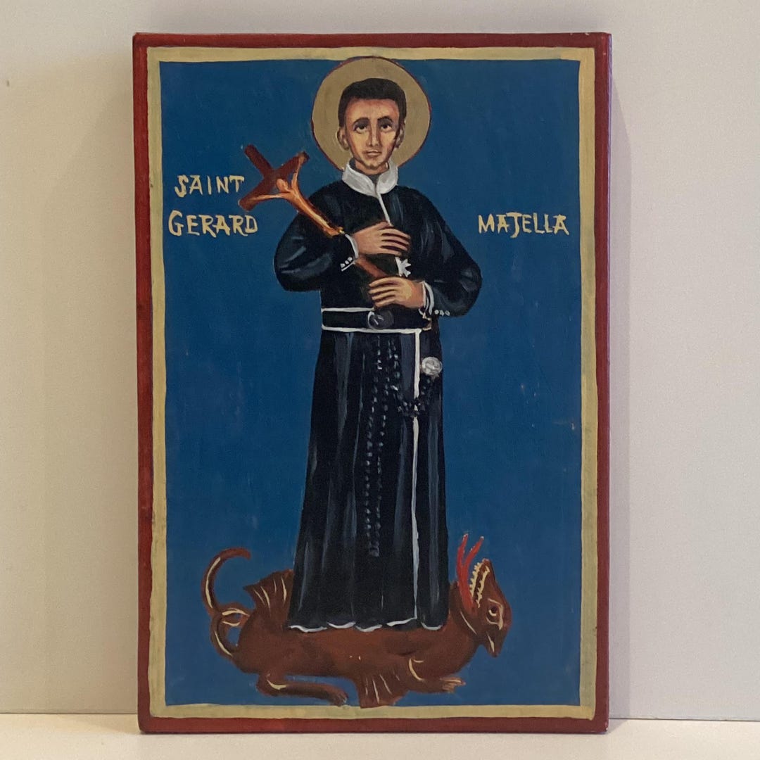 Vintage Religious Icon | Saint Gerard Majella 1950s, Hand Painted Oil ...
