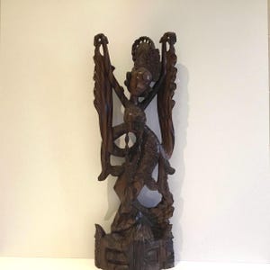 Very Large Balinese Sculpture In Exotic Coromandel Wood (1900s)