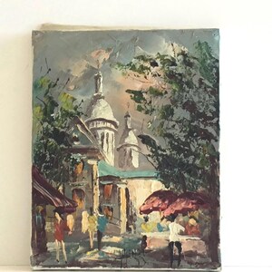 Vintage-Gemälde | Montmartre, Pariser Landschaft, 1973, Französische Spachteltechnik Bild 1