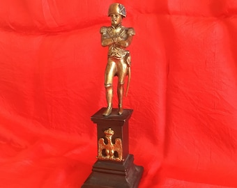 Vintage Bronze Napoleon | 1900s Gilded French Statuette, Miniature Sculpture