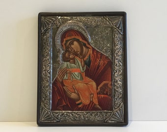 Heilige Maria mit Kind (1960er Jahre) griechische Ikone