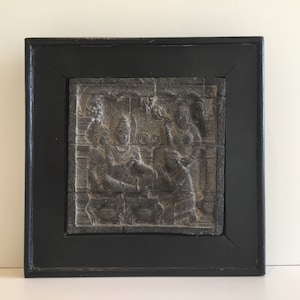 Framed Borobudur Temple Museum Copy Stone Relief of Buddha's