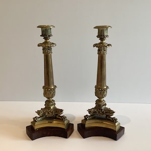 Large Pair of Bronze Candlesticks (1820s) “Charles x” Empire