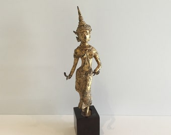 Statue en bronze danseuse du temple Theppanom (années 1900) debout