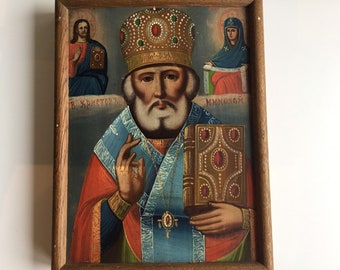 Icône orthodoxe Saint-Nicolas (années 1800)