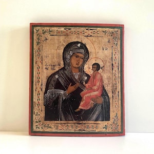 Antique Icon (1800s) Our Lady of Tikhvin