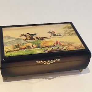 Reuge Ste Croix Music Box (anni '40) Portagioie/portasigarette Made in Switzerland