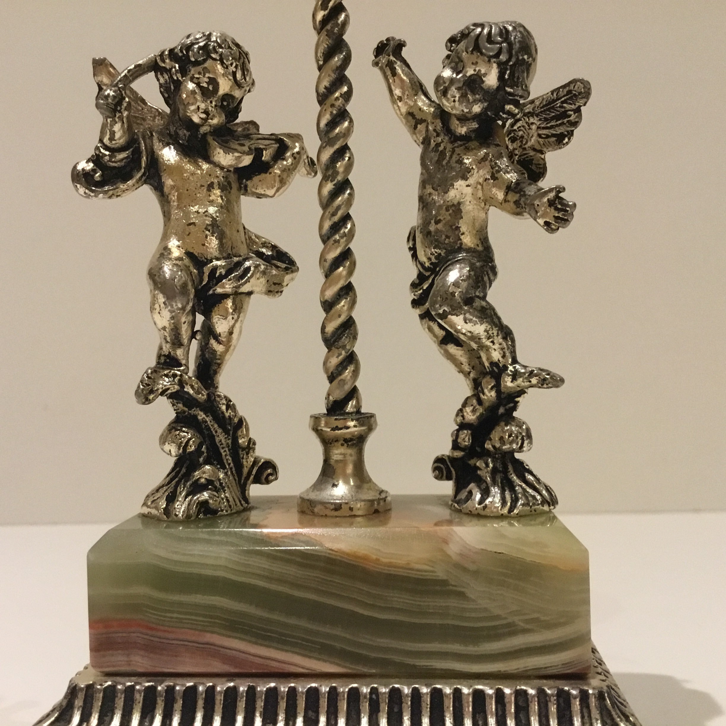 ヴィンテージACF目覚まし時計 | 1950年代西ドイツ製銀食器、天使の置物