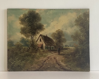 ヴィンテージ洋画 絵画 アンティーク絵画 風景画 洋画 ヨーロッパ現地購入 Very Old 19世紀 アンティーク 絵画油彩 道化師 /ヨーロッパ欧州