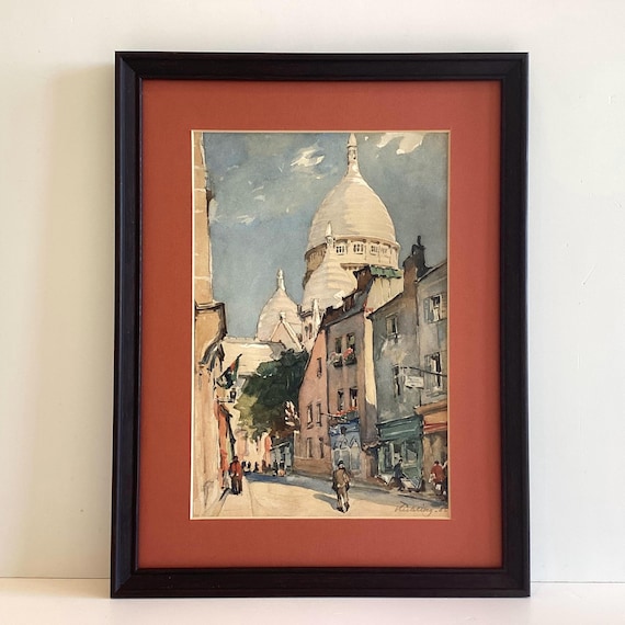 Vintage Painting | 1960 Montmartre Paris View, Signed Mixed Media