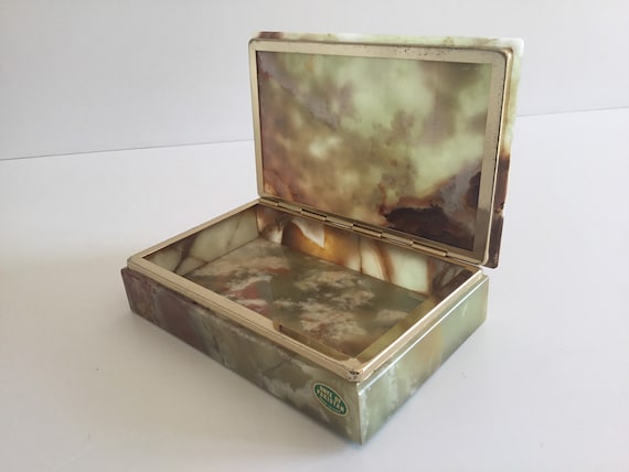 green onyx cigarette box Onyx Cigarette Box Vintage Onyx Cigarette Box 1920-40s