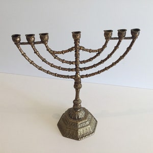 Antique Bronze Hanukkah Menorah (1950s) Made In Israel