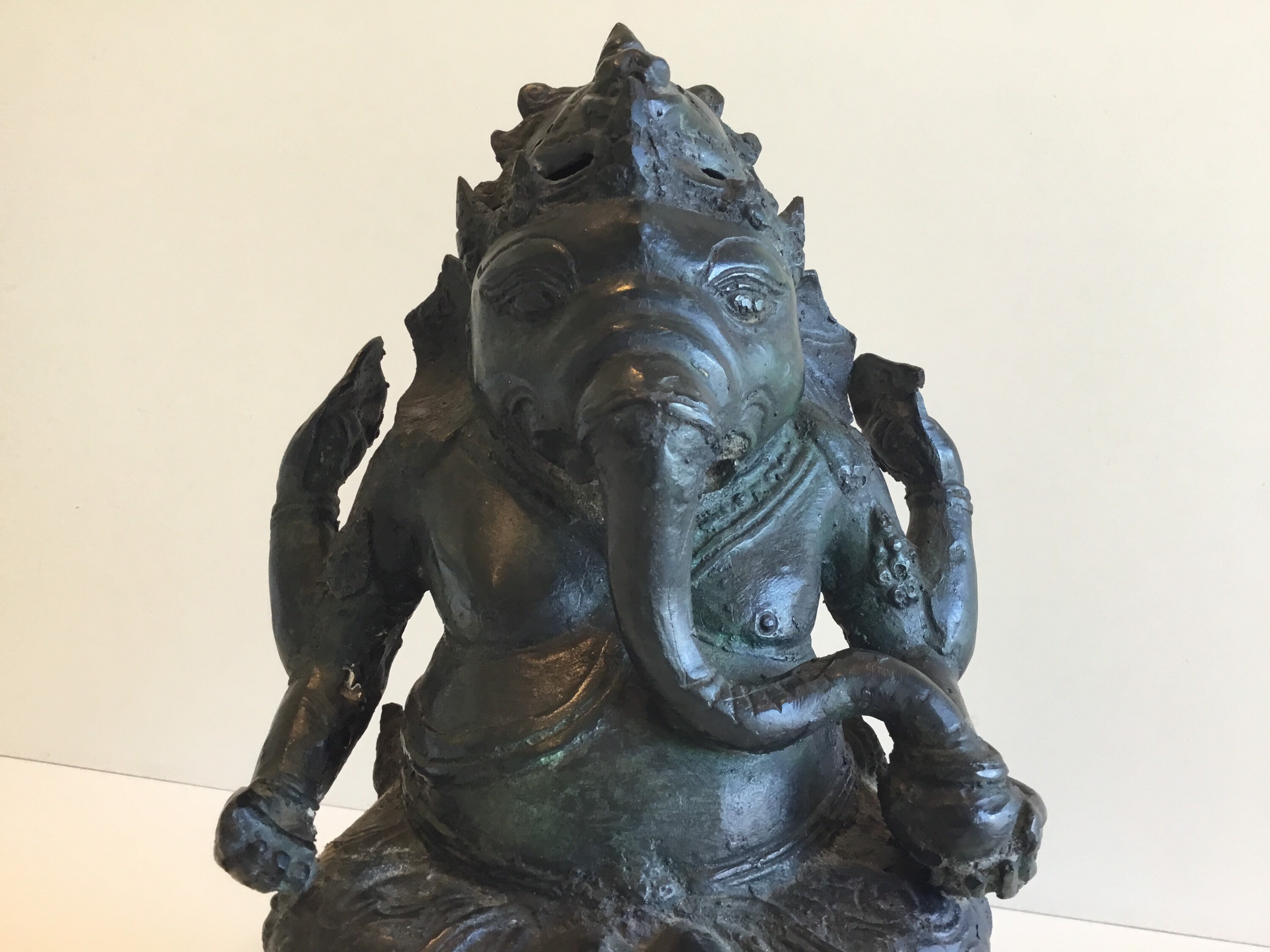 ガネーシャ像 ブロンズ製 金属製 古銅 骨董インド ヴィンテージの