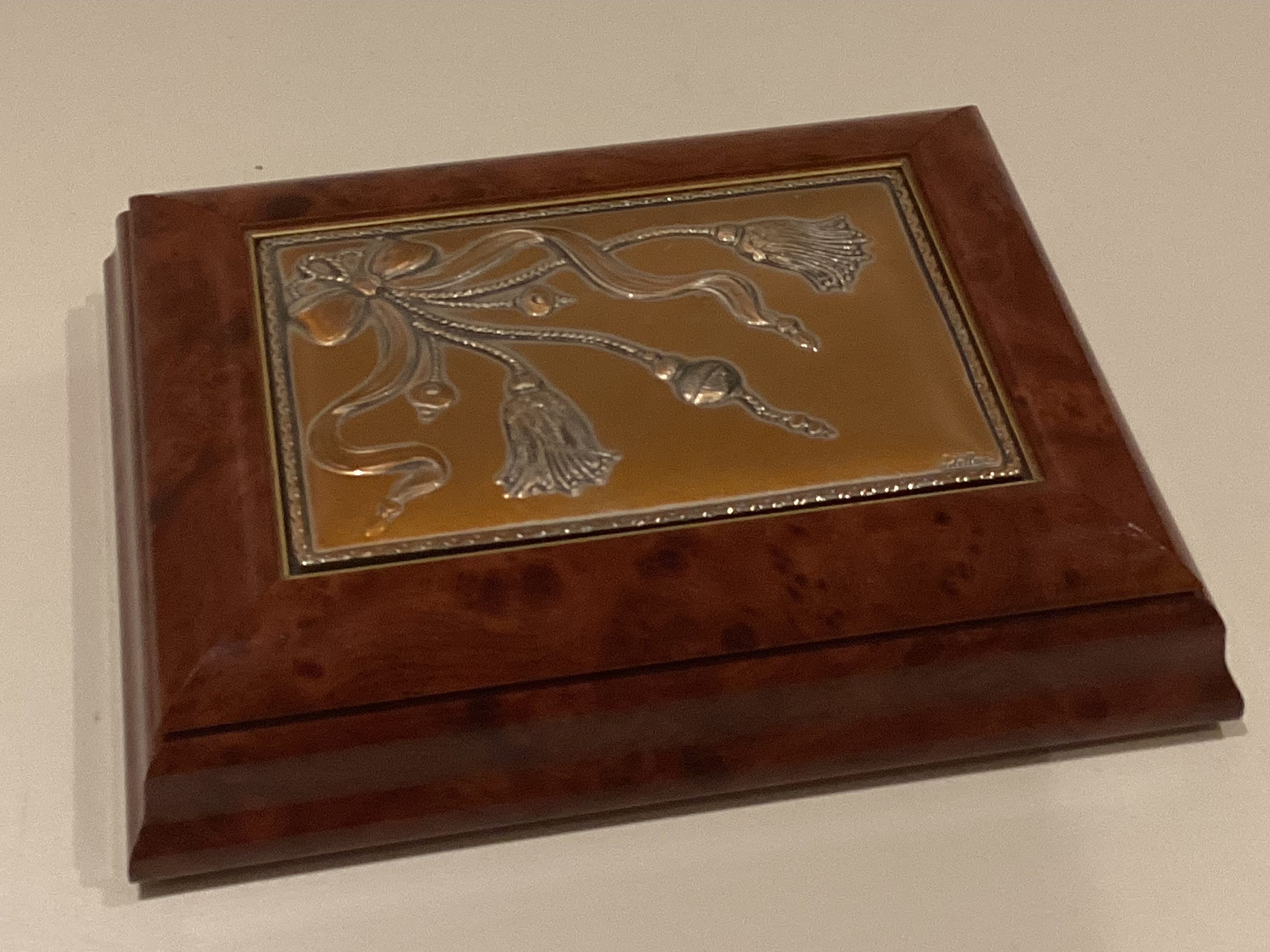 Jewelry Box “castellani” (1980s) Wooden and Silver Made in