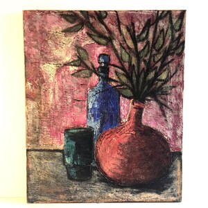 Floral Composition (Dated 1965) Oil Painting