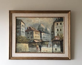 キャロライン・バーネット？によるパリの風景？を描いた油彩画 パリの