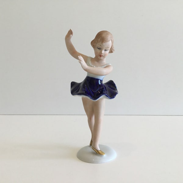 Rare Wallendorf Blue Cobalt Girl Dancing (1960s)