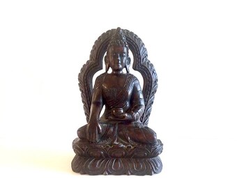 Bouddha tibétain en bois (années 1940)