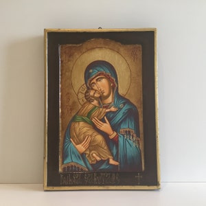 Large Icon Madonna Of Tenderness (1980s) Made In Greece