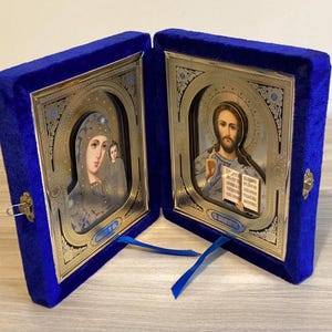 Travel Orthodox Icons Set In Velvet Case